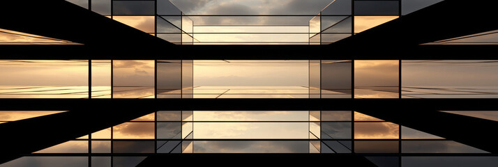 Sticker - Abstract view of a modern building with a glass facade.