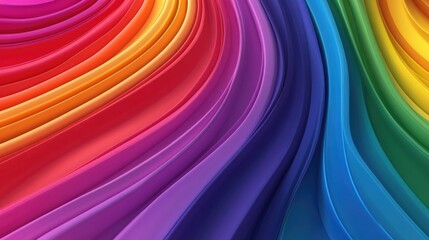 Poster - Colorful abstract rainbow spectrum line art illustration in 3D showcasing vibrant animations and dynamic shapes