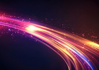 Poster - Line art illustration featuring stunning light flares with glowing streaks on a dark background An abstract luminous and sparkling lined backdrop for light effects