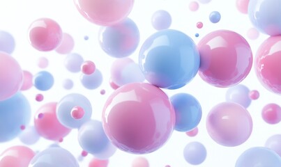 Wall Mural - Line art illustration featuring 3D volumetric layers of pink and blue spheres set against a white background forming a geometric ball pattern