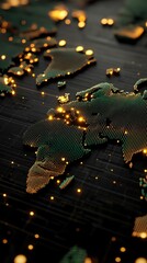 Leinwandbilder - Abstract world map with glowing lights representing global connectivity.