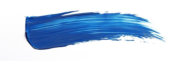 Poster - Blue brush stroke isolated on white background. Thick, vibrant blue paint coat covers entire surface. Brush mark texture, oil paint style, artistic composition.