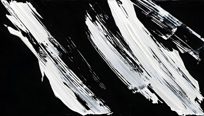 Canvas Print - Dynamic Contrast: White Brush Strokes on a Bold Black Canvas