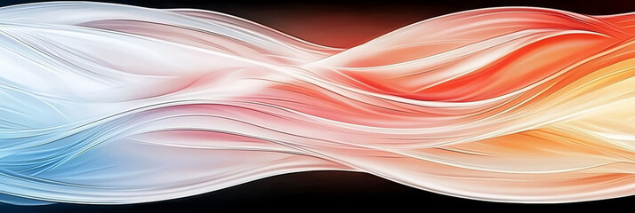 Poster - Abstract colorful flowing waves with a gradient of red, orange, and blue.