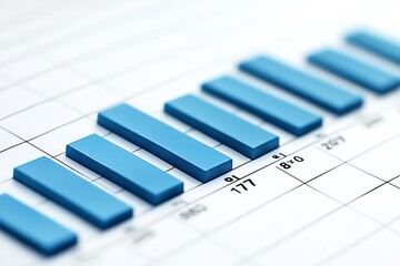 Poster - Close-up of a blue bar chart on a white graph with numbers.