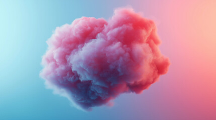 A cloud of pink and blue smoke is floating in the air. The colors are vibrant and the smoke appears to be floating in a dreamlike state