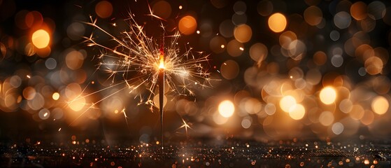 Wall Mural - New Year sparkler against a bokeh background