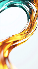 Wall Mural - Abstract golden and teal swirl on white background.