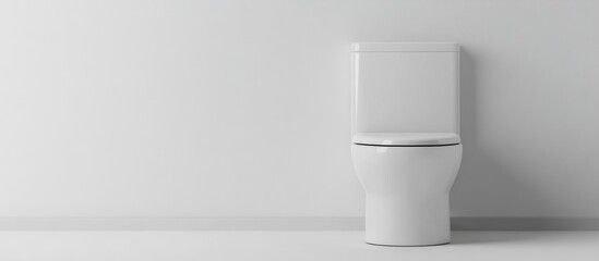 White ceramic toilet bowl set against a white backdrop showcasing a minimalist design in monochrome 3D rendering