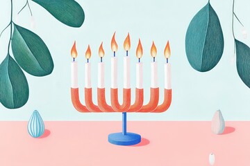 Menorah with Bright Flames for Festive Coloring Fun