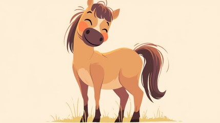 illustration of a horse character in a scandinavian minimalist style designed for nursery themes pri