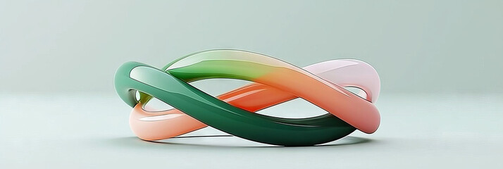 Sticker - Abstract green, orange, and pink 3D shapes.