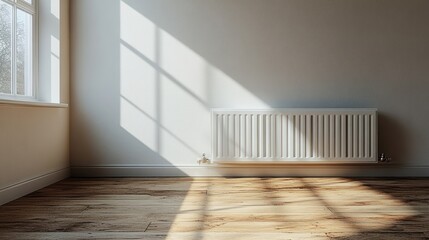 Canvas Print - White Radiator in a Sunny Room