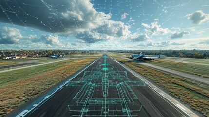 Poster - Airport Runway Blueprint.