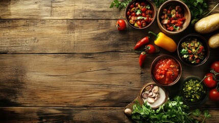 Wall Mural - free space maxican foods concept on wooden background