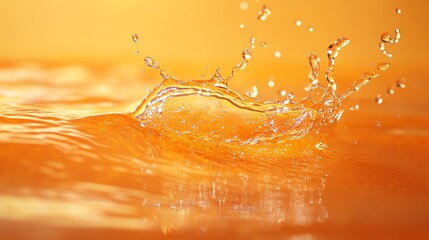 A vibrant splash of water creates dynamic patterns in an orange backdrop, capturing the essence of movement and energy.