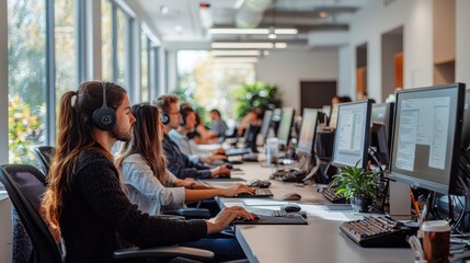 Canvas Print - Office Workers Computers