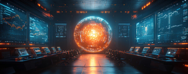 Visual of economic policy documents being reviewed in a futuristic legislative chamber, concept of hightech governance