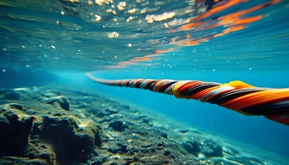 Wall Mural - Global connectivity through underwater cables connecting nations and facilitating data communication beneath the oceans surface