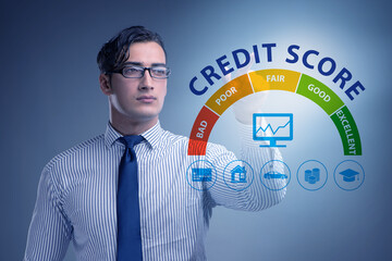 Wall Mural - Businessman in credit score concept