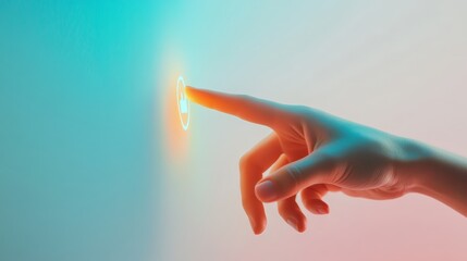 Finger Touching Like Button on Gradient Background