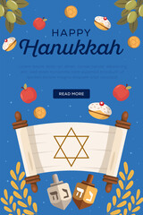 Wall Mural - vertical banner illustration for hanukkah jewish festival