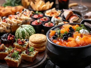 A cauldron filled with bubbling Halloween punch