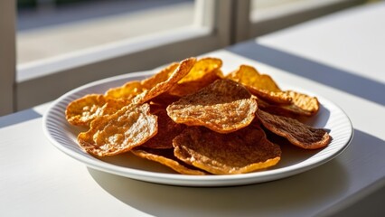 Wall Mural -  Deliciously crispy potato chips ready to be savored