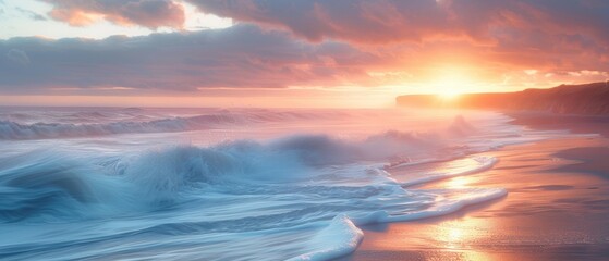 Poster - Serene Sunset Over Gentle Ocean Waves