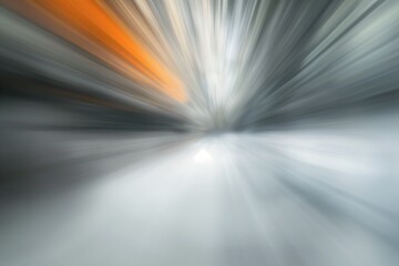 Poster - Abstract background with motion blur, featuring gray, orange colors. Optical effect creates starburst sparkle, with colourful, dynamic design. Bright, blurry texture with fast motion, giving sense of