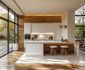 Minimalist kitchen featuring clean white cabinetry, sleek countertops, and modern appliances.