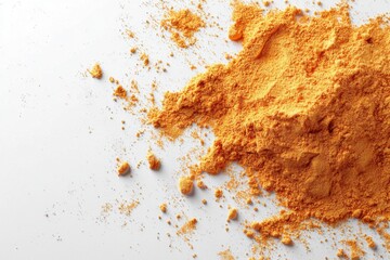 Turmeric Powder on White Background.