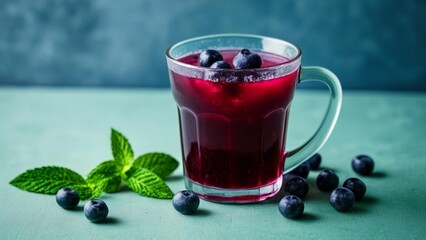 Sticker -  Refreshing summer beverage with blueberries and mint