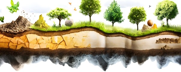 Canvas Print - Cross Section of Earth with Trees and Sky.