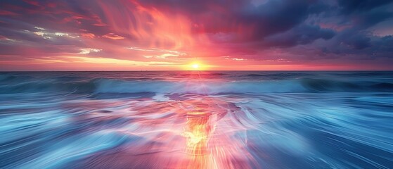 Poster - Stunning Sunset Over Serene Ocean Waterscape