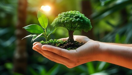 Eco-Friendly Hand and Tree Mockup for Environmental Sustainability and Climate Change Awareness