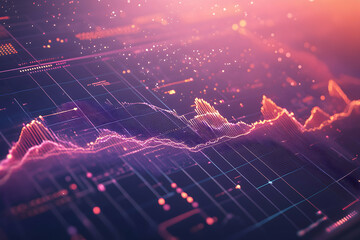 Wall Mural - Abstract data visualization with a purple and orange color scheme.