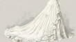 © Thiago - A long, white lace with a floral pattern. Victorian Gowns. Illustration