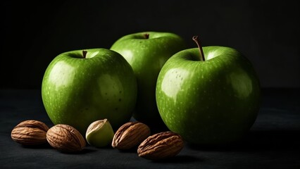 Canvas Print -  Fresh apples and almonds a healthy snack choice