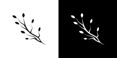 wood branch icon Flat vector set outline