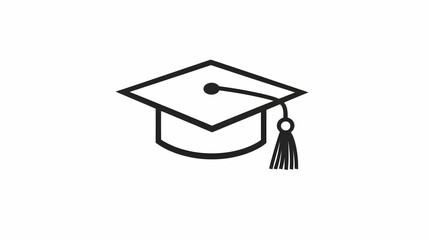 Wall Mural - Graduation cap icon, simple, black and white, isolated on white background.