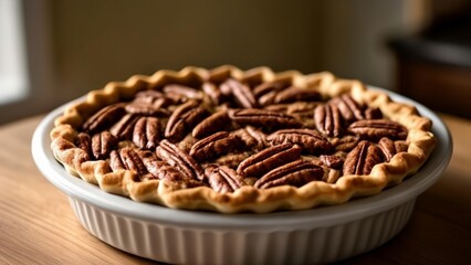 Wall Mural -  Deliciously baked pecan pie ready to be savored