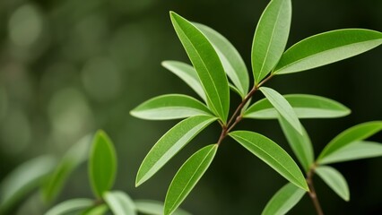 Wall Mural -  Vibrant green leaves in closeup perfect for naturethemed projects