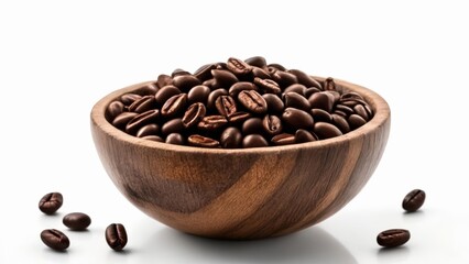 Sticker -  Aromatic coffee beans in a wooden bowl