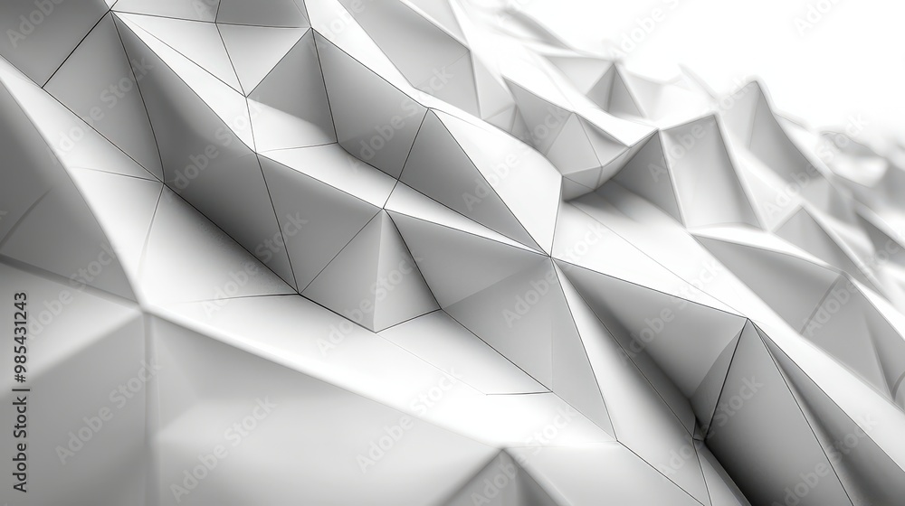 Abstract White Geometric Pattern D Low Poly Design Modern Background ...