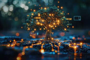 Poster - a tree with many lights on it