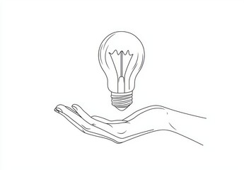 Wall Mural - continually drawing a big lamp on white on a single line.