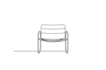 An aesthetic modern minimalist cozy sofa chair modern illustration drawn continuously in a single line