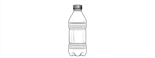 Wall Mural - Silhouettes of water bottles with linear icons. One-line backgrounds. Modern illustration with bottle illustrations.