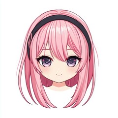 Sticker - Adorable chibi with pink hair sports a tsundere expression, brightening up a clean white canvas in digital artistry.